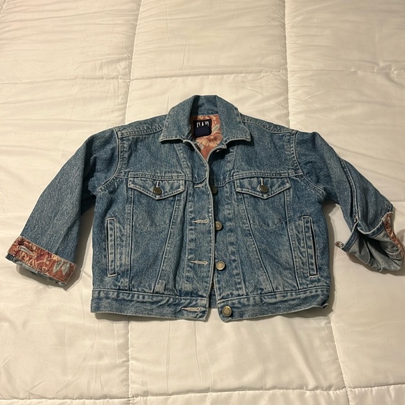 Vintage 90s Gap Jean Jacket Floral Print Girls Small - Picture 1 of 12